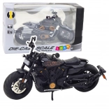 metalen model choppermotor 1:12, zwart met gouden accenten met licht en geluid