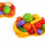 Plastic set fruit en groenten met dienblad