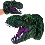 Rubberen handpop T‑Rex – realistisch dinosaurushoofd 19 cm