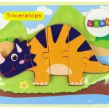 Houten puzzel dinosaurussen – triceratops of ankylosaurus, oranje