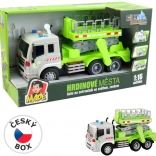 MaDe Auto met platform op traagheidsaandrijving met licht en geluid