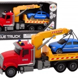 Rode sleepwagen met kraan en lichteffecten