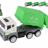 Kunststof bouwvrachtwagen met vliegwiel 14 cm – set van 5 soorten, 10 stuks in box