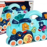 Interactieve blauwe locomotief voor kinderen met dierengeluiden en lichteffecten