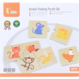 VIGA houten puzzel voed het diertje – wat eten dieren, 24 stukjes