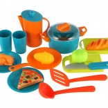 Kunststof keukenset met speelgoedservies voor kinderen in zak 28 × 28 cm