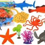 Set van zeedieren 7 stuks waterplanten