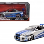 Metalen automodel 2002 Nissan Skyline GT‑R R34 1:24 Fast & Furious