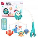 Mobiel voor boven het ledikant met afstandsbediening, slaapliedjes en geluiden – blauw