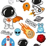 Opstrijkbare stickers met ruimtethema’s