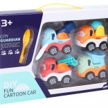 Bouwbare schroefauto’s, set van 4 stuks, 7 cm