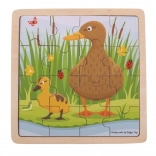 Houten framepuzzel BIGJIGS TOYS eend met eendje – 16 stukjes