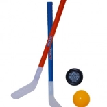 Kunststof veldhockeysticks 72 cm met floorbalbal en puck (2 stuks)