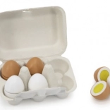 Houten eieren om te snijden in een eierdoos