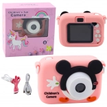 Kindercamera met muizenmotief roze