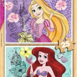 Houten puzzels EDUCA Disney prinsessen Rapunzel en ARIEL 2×25 stukjes