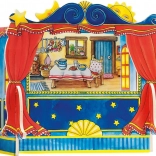 Tafeltheatertje voor handpoppen van gelakt hout