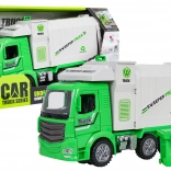 Groene vuilniswagen met licht en geluid