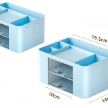 organizer voor op tafel met blauwe laden