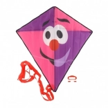 Vlieger clown van nylon 78 × 86 cm roze‑paars