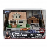 Fast & Furious nanodiorama Dominics huis met autootjes
