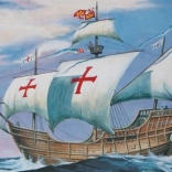 Model van het schip Santa Maria 1:270