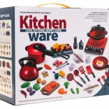 Rode pannenset met keuken en accessoires