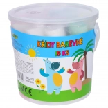 Gekleurde stoepkrijtjes in emmer, 15 stuks