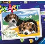 Schilderen op nummer: Jack Russell-puppy’s