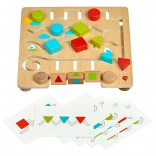 Houten doolhof met geometrische vormen en voorbeeldkaarten LUCY & LEO