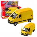 Metalen bestelwagen 1:32 met pull-back aandrijving, licht en geluid – geel