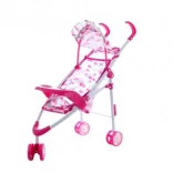 Metalen poppenbuggy met roze wolkjes