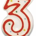 Kaars voor taart cijfer 3, 7,3 cm