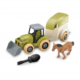 Schroeftractor met paardenaanhanger – bouwset voor kinderen 3+