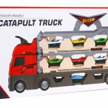 Set 3-in-1 – vrachtwagen met platform en katapult voor autootjes, 3+