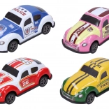 Set van 4 metalen raceautootjes, 7 cm, met terugtrekmechanisme