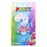 Partykaars cijfer 2 met stippen