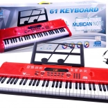 Elektronisch keyboard met 61 toetsen en microfoon – rood