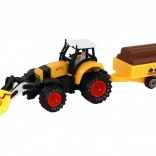 Tractor met aanhanger geel rood