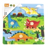 Houten puzzel met knopjes Dinosaurussen Viga