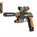 Plastic pistool met accessoires op batterijen met geluid en licht