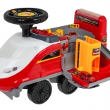 Interactieve 2-in-1 loopauto brandweer met licht en geluid, parkeergarage en 4 autootjes