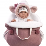 realistische babypop in roze wikkeldoek 42 cm Llorens