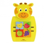 VIGA Montessori houten manipulatiebord in de vorm van een giraf met FSC-certificaat