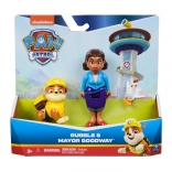 Set met figuren PAW PATROL - Rubble en burgemeester Goodway met Chickaletta
