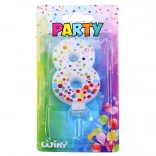 Feestkaars cijfer 8 Stipjes