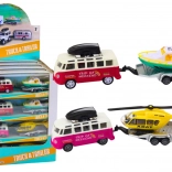 Terreinwagen met boot of helikopter metalen