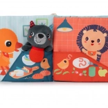 Textiel boekje met vingerpop – wolf Ludvík leert eten