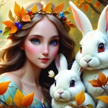 Puzzel meisje met konijntjes 500 stukjes