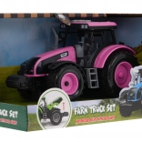 Interactieve roze tractor voor kinderen 3+ met geluiden en LED-lichten